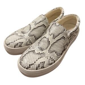 Steve Madden Cream Gray Snakeskin Slip On Loafers Flats 6m Casual Off White 6